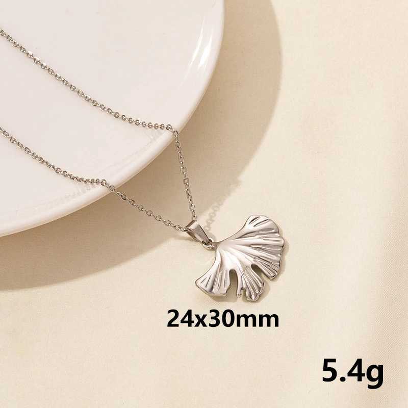 Plant Tree Leaves Pendant Necklace Ginkgo Leaf Charm Stainless Steel Necklaces For Women Men Jewelry Fashion Gold/Silver Color W250618
