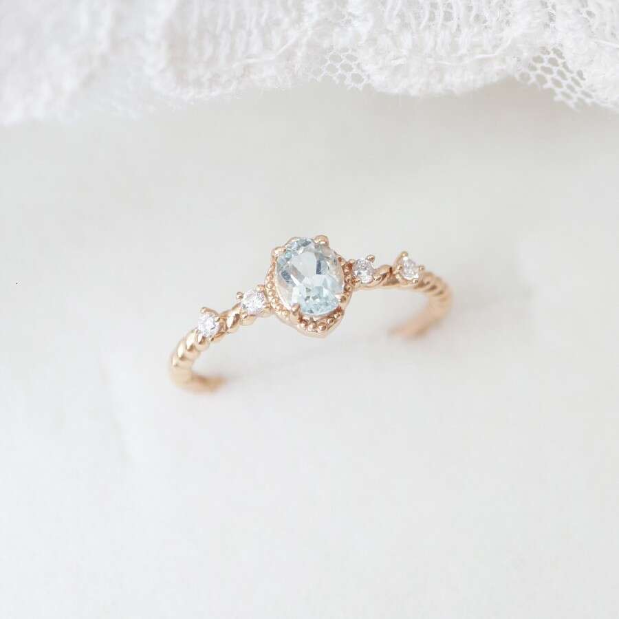 Cloud Mist Pine Forest" Niche Fresh Sky Blue High Imitation Topaz Light Luxury Versatile Ring
