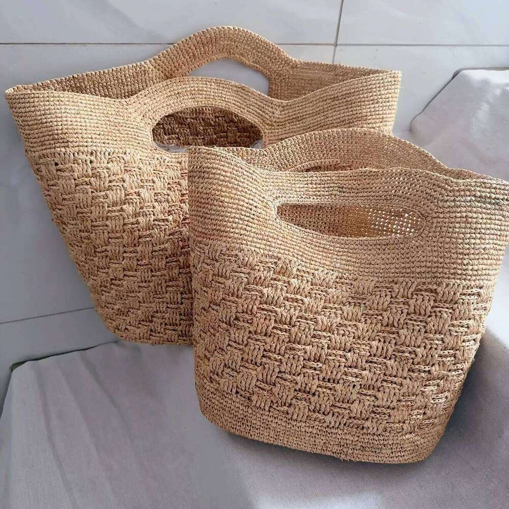 Hand-Woven Lafite Armpit Summer Woven Tote Handbag Large Capacity Women's Shoulder Paper Rope Weaving Ladies Beach Bag