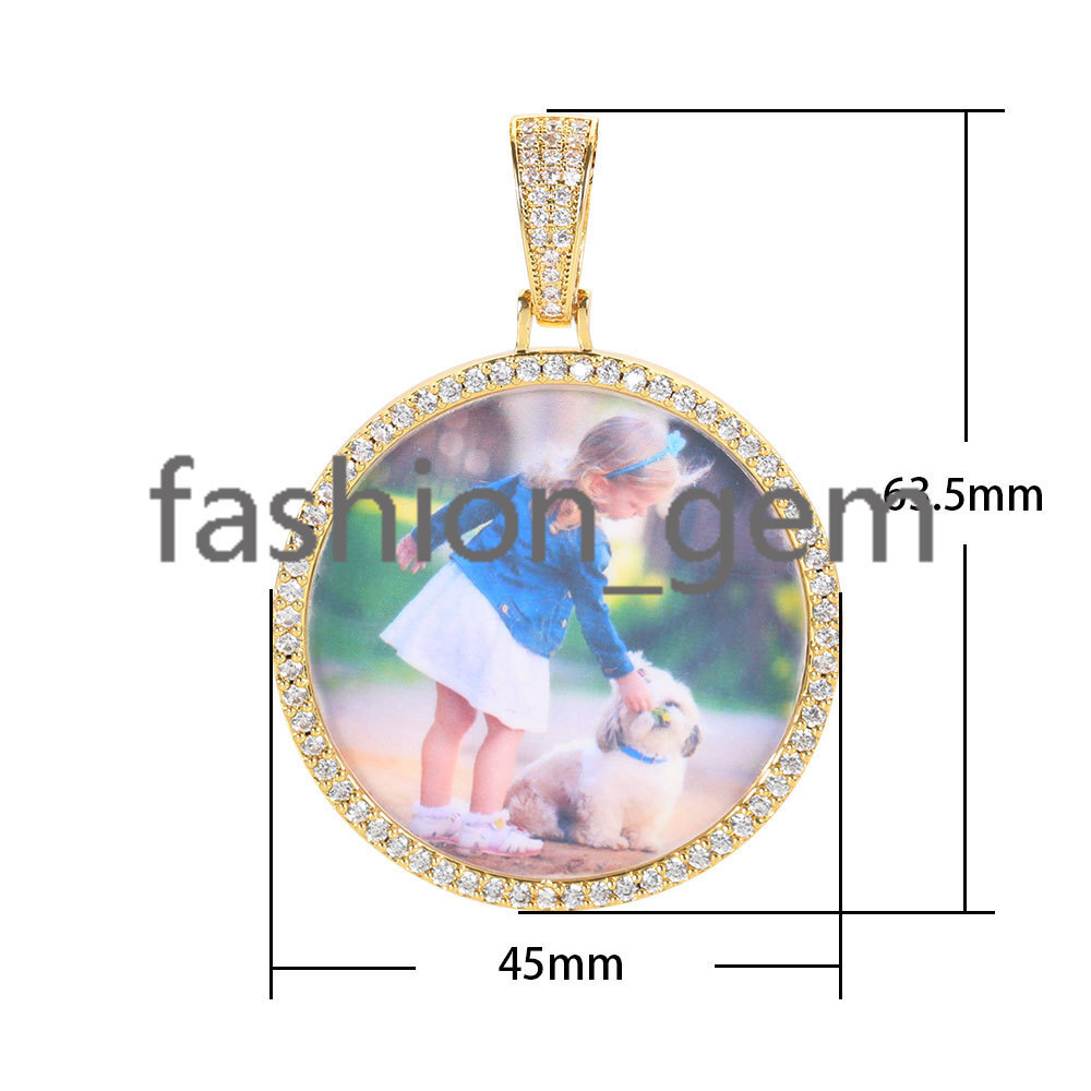 Custom Iced Out 45mm Memory Pendants Necklace Hip Hop Custom Photo Locket Picture Pendant Photo Pendant with Picture