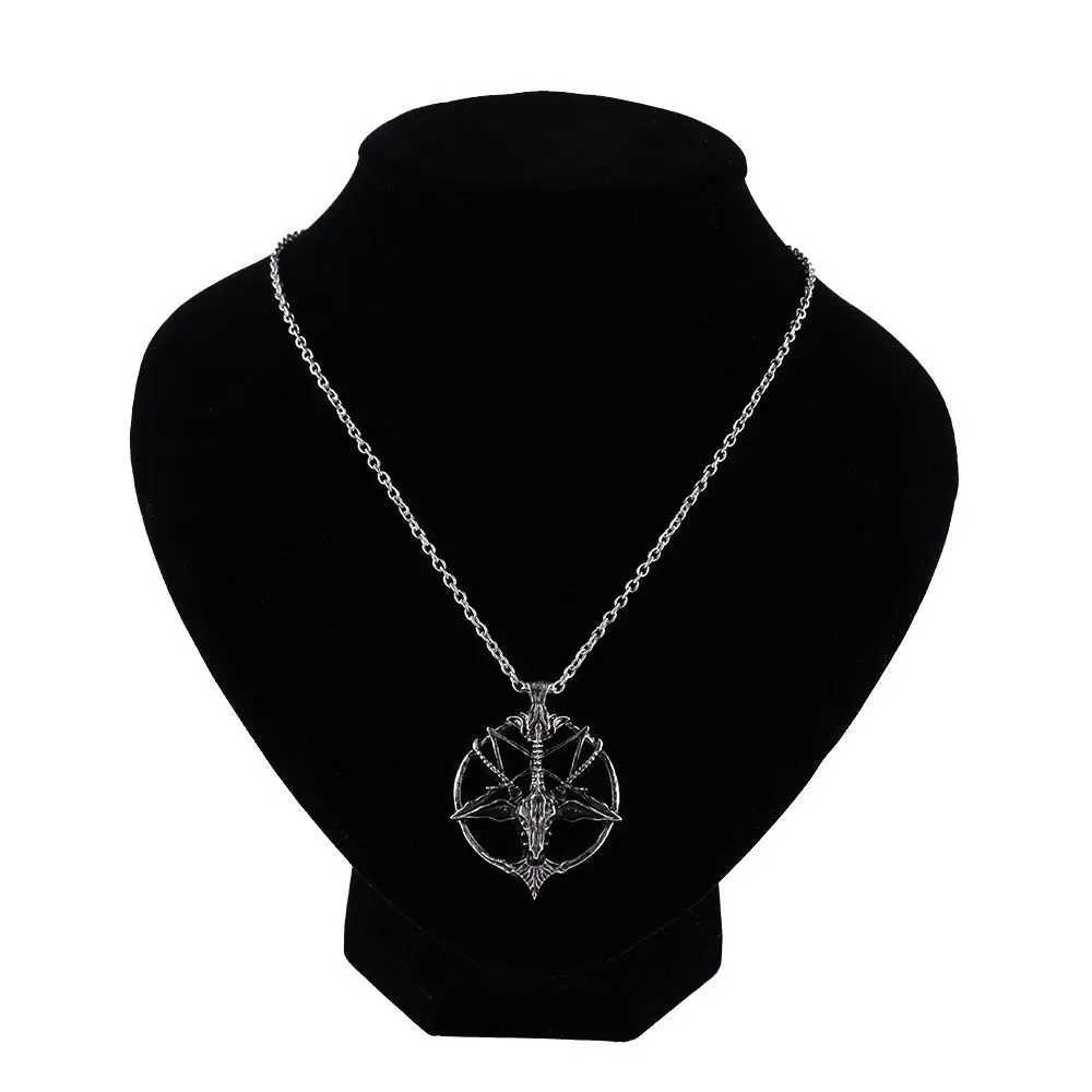 1 PC Fashion Necklace Pentagram Pan God Skull Goat Head Pendant Necklace Luck Satanism Occult Metal Vintage Star Necklace Unisex W250618