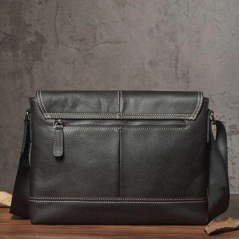 NUKA Men's Genuine Leather Trendy Shoulder Horizontal Casual Fashion Crossbody Bag Top Natural Cowhide Messenger Bags