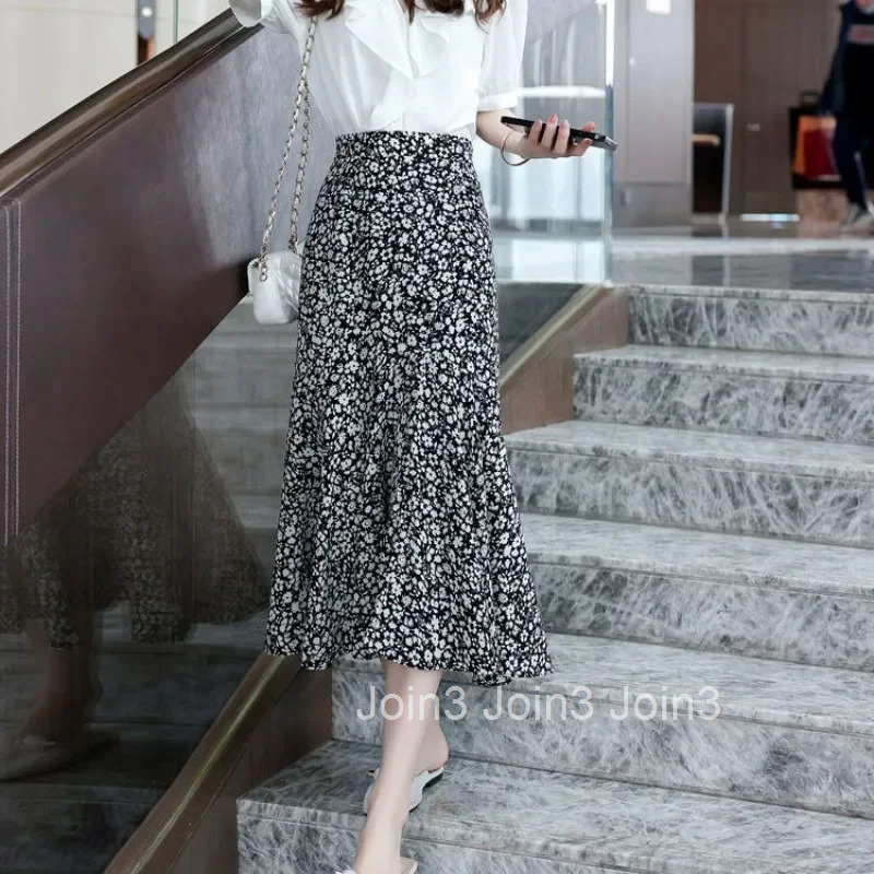 High Waist Ruffle Black Woman Skirt Floral Midi Clothing Sales Trend 2025 Y2k Vintage Summer Premium Harajuku V Skirts for Women