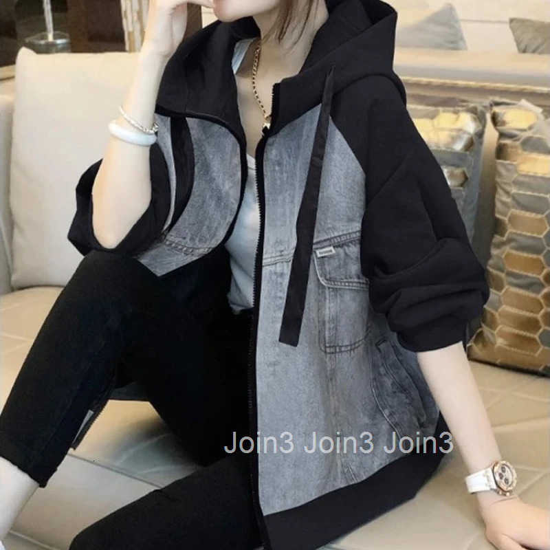 Cowboy Coat Woman Long Sleeve Hooded Denim Jacket for Women Trench Luxury 2025 New Collection Low Cost in Promotion Streetwear