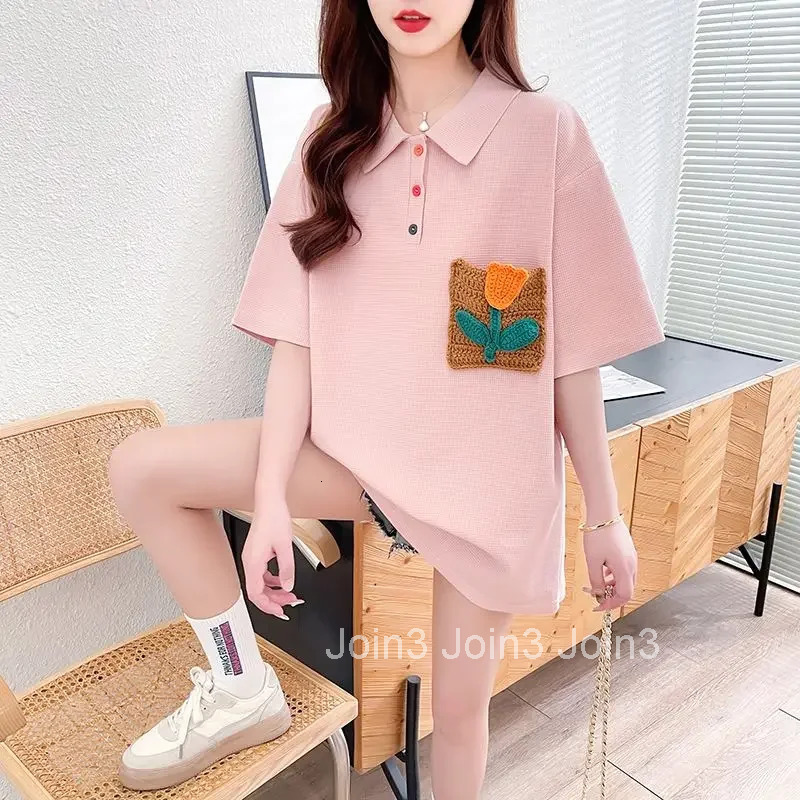 Baggy Woman Tshirt Summer Outfit Polo Neck T Shirt for Women Womens Short Sleeve T-shirt with Collar Casual Tops on Offer Cheap