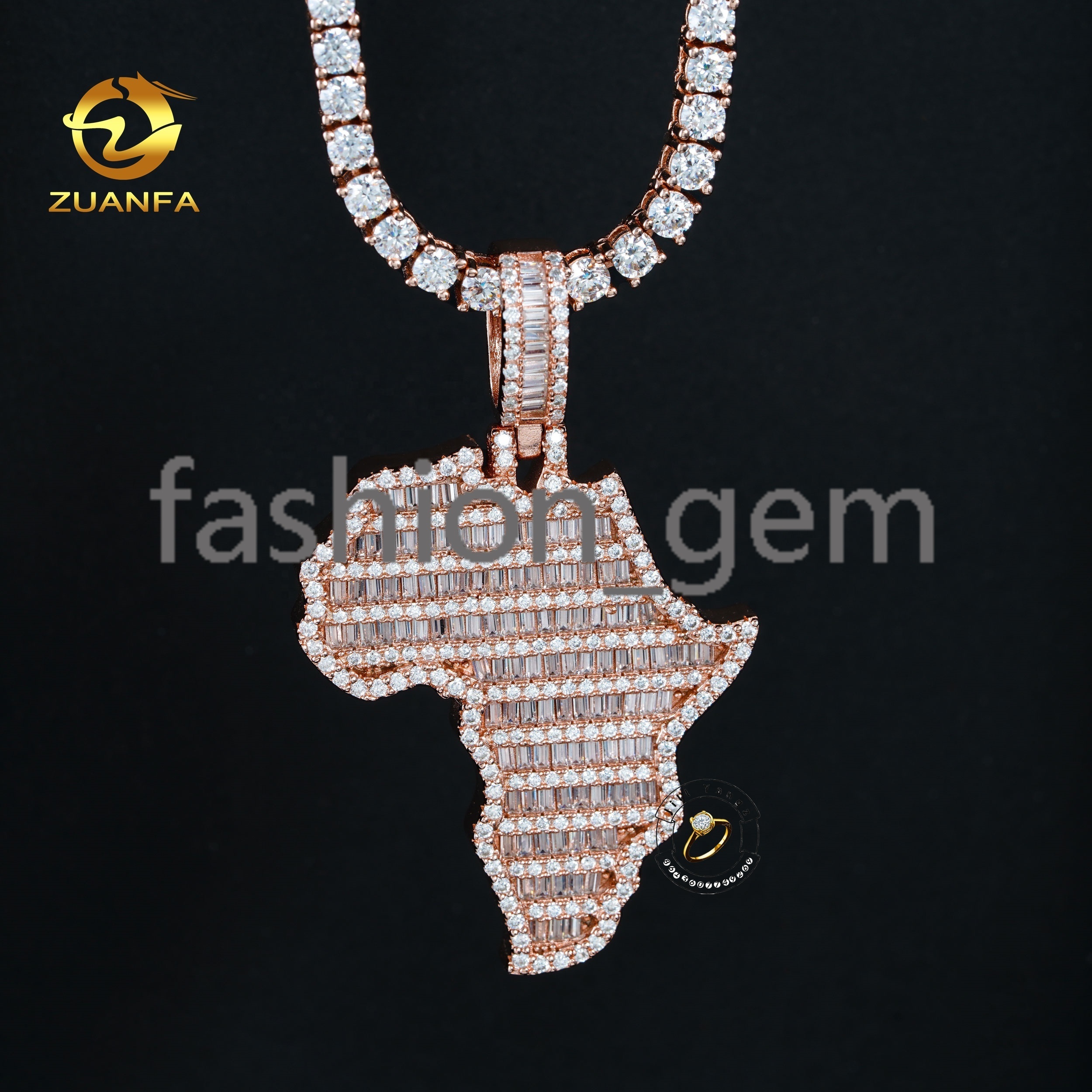 Pass Diamond Tester African Map Pendant Charms Full Baguette Moissanite 925 Silver Jewelry Hip Hop Iced Out Gifts