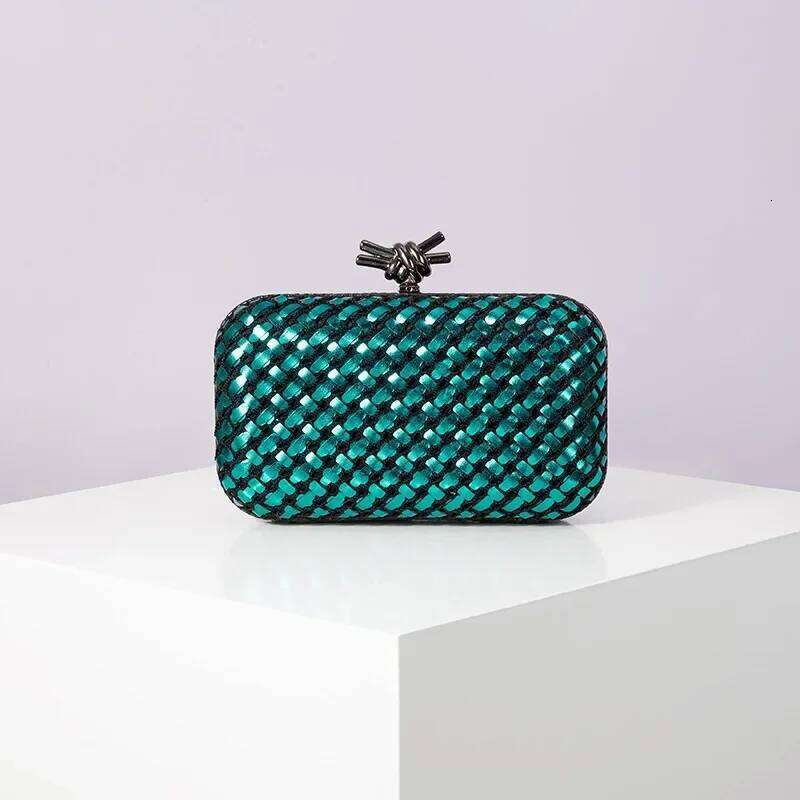 Woven Clutch Bag For Women Formal Party Contrast Color Microfiber Thread Braid Evening Bags Classic Chain Small Square Handbags