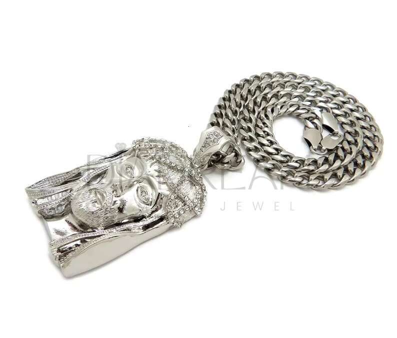 Trendy Moissanite Diamond Face Pendant 925 Sterling Silver Cuban Chain for Wedding Engagement Gift Hip Hop Style Necklace