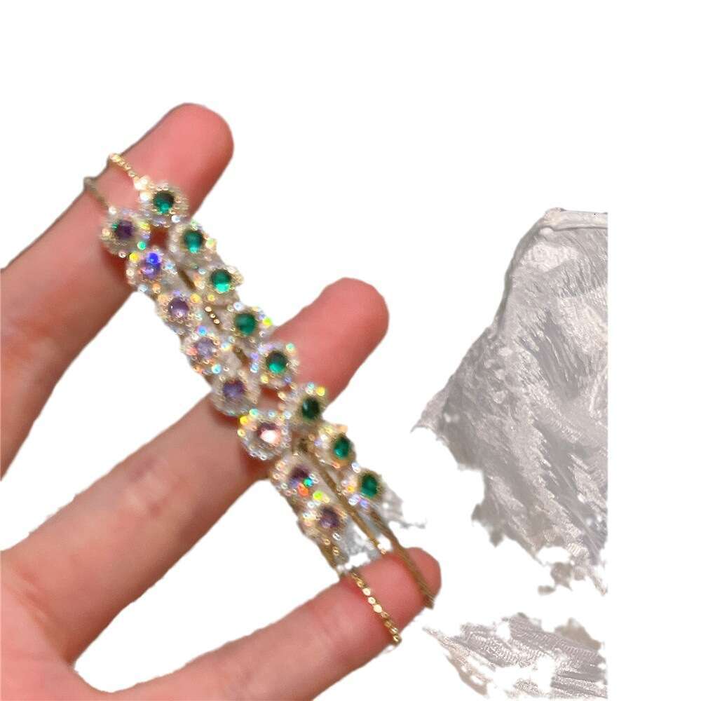 One Second Heartbeat Eight Dia Micro Paved Full Zircon Bracelet 2023 Niche Pull Cord Green Purple Hand Jewelry Internet Celebrity Style