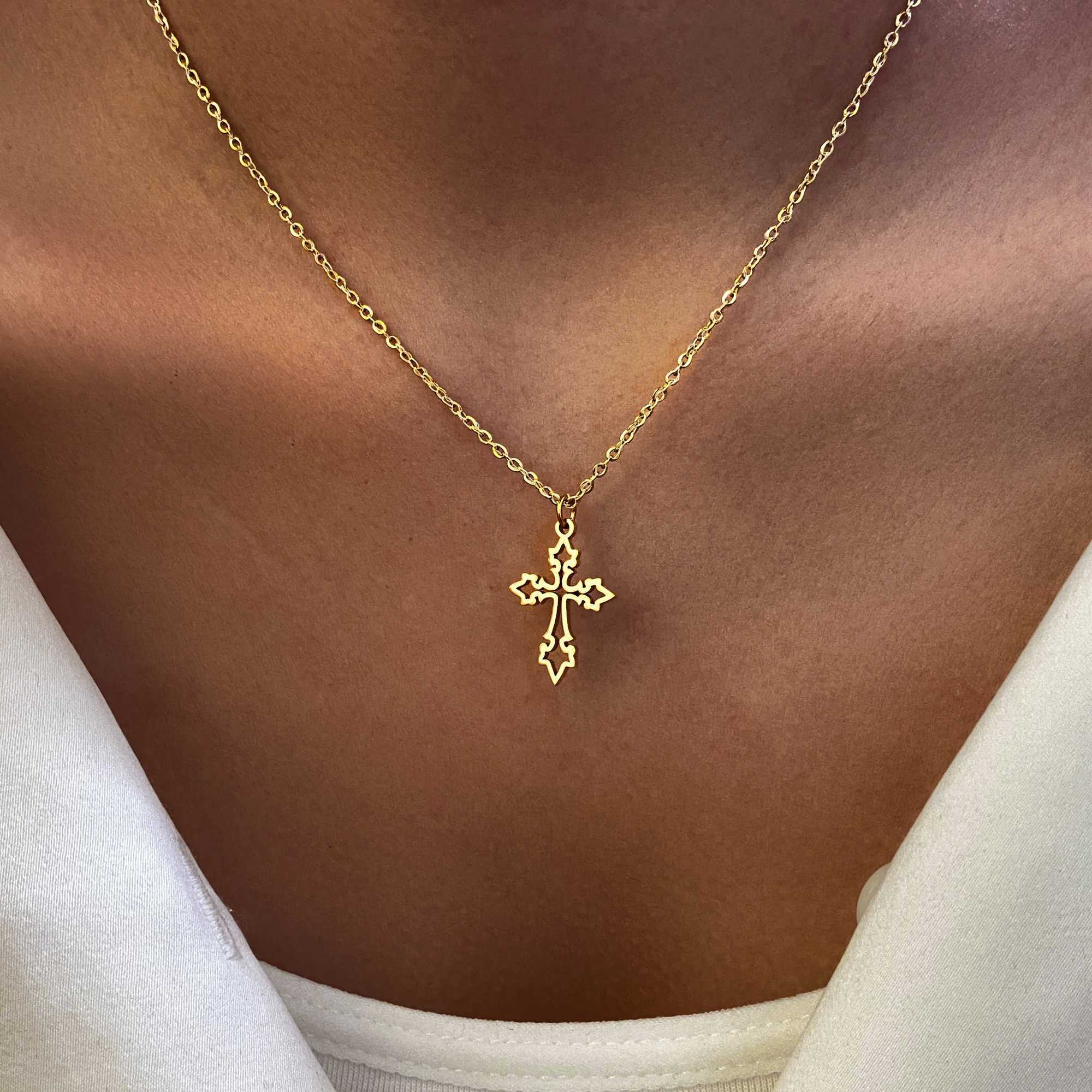 Stainless Steel Necklaces Vintage Cross Pendants Chain Choker Jewelry Fashion Necklace For Women Jewelry Goth Party Gifts NEW W250618