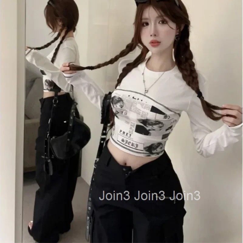 Slim Cotton Womens Long Sleeve T-shirt Crop Top Female Basic Korean Style Tee Y2k Fashion Korea Vintage 90s Reviews Clothes Yk2