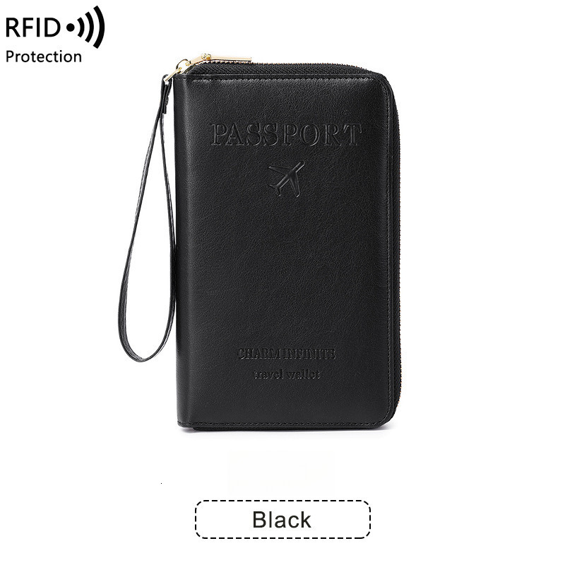 Free Shipping Luxury New RFID Passport Holder Ticket Organizer Document Bag Zipper Long Wallet Multifunctional Designer Travel Passport Bag Card Holde