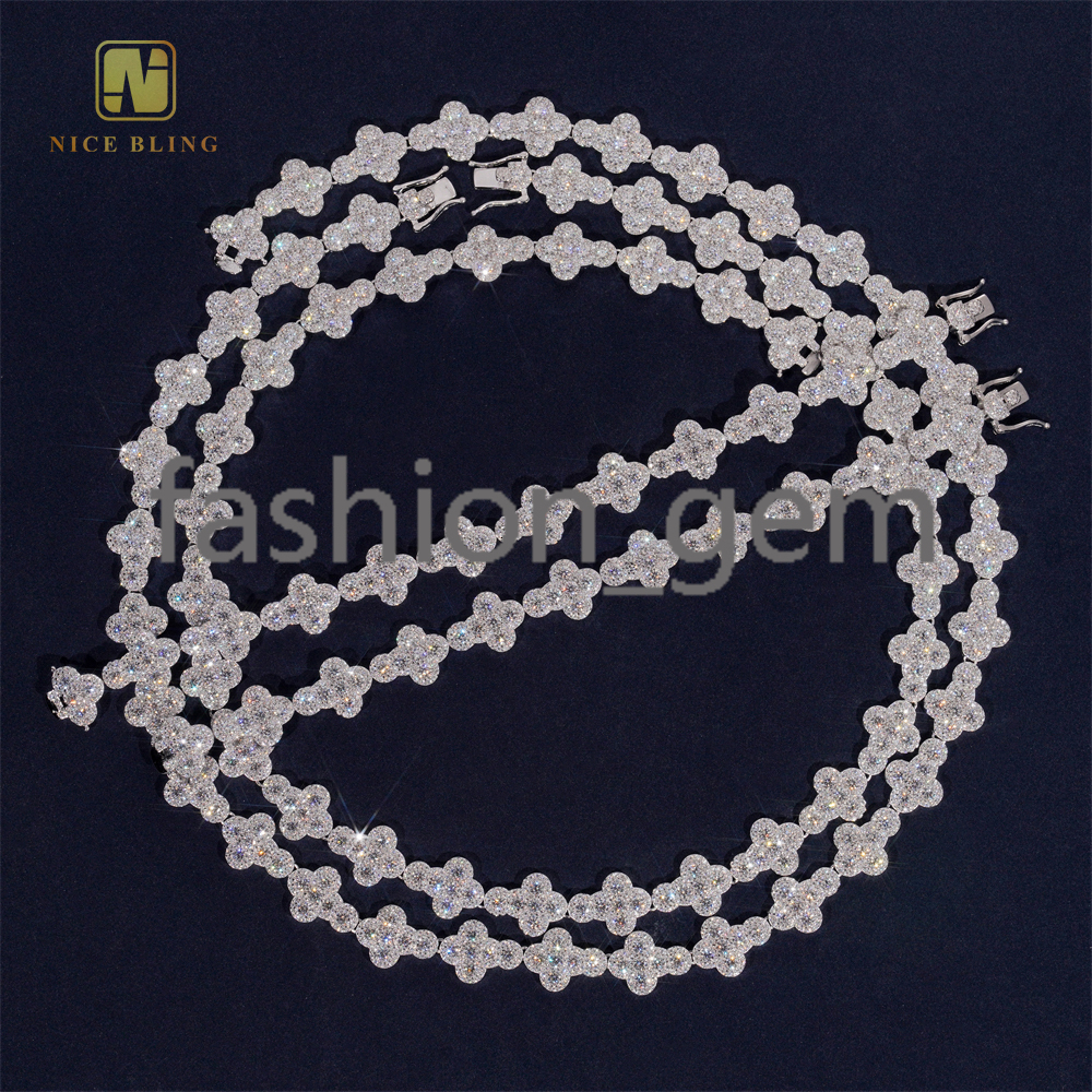 925 Silver Iced Out Moissanite Diamond Cuban Link Chain 13mm Hip Hop Jewelry Diamond Bracelet Necklace Men Women