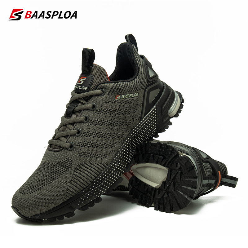 Baasploa Men's Running Shoes Knitted Mesh Breathable Training Shoe Lightweight Sneakers Non-Slip Tennis Walking Sport Shoe