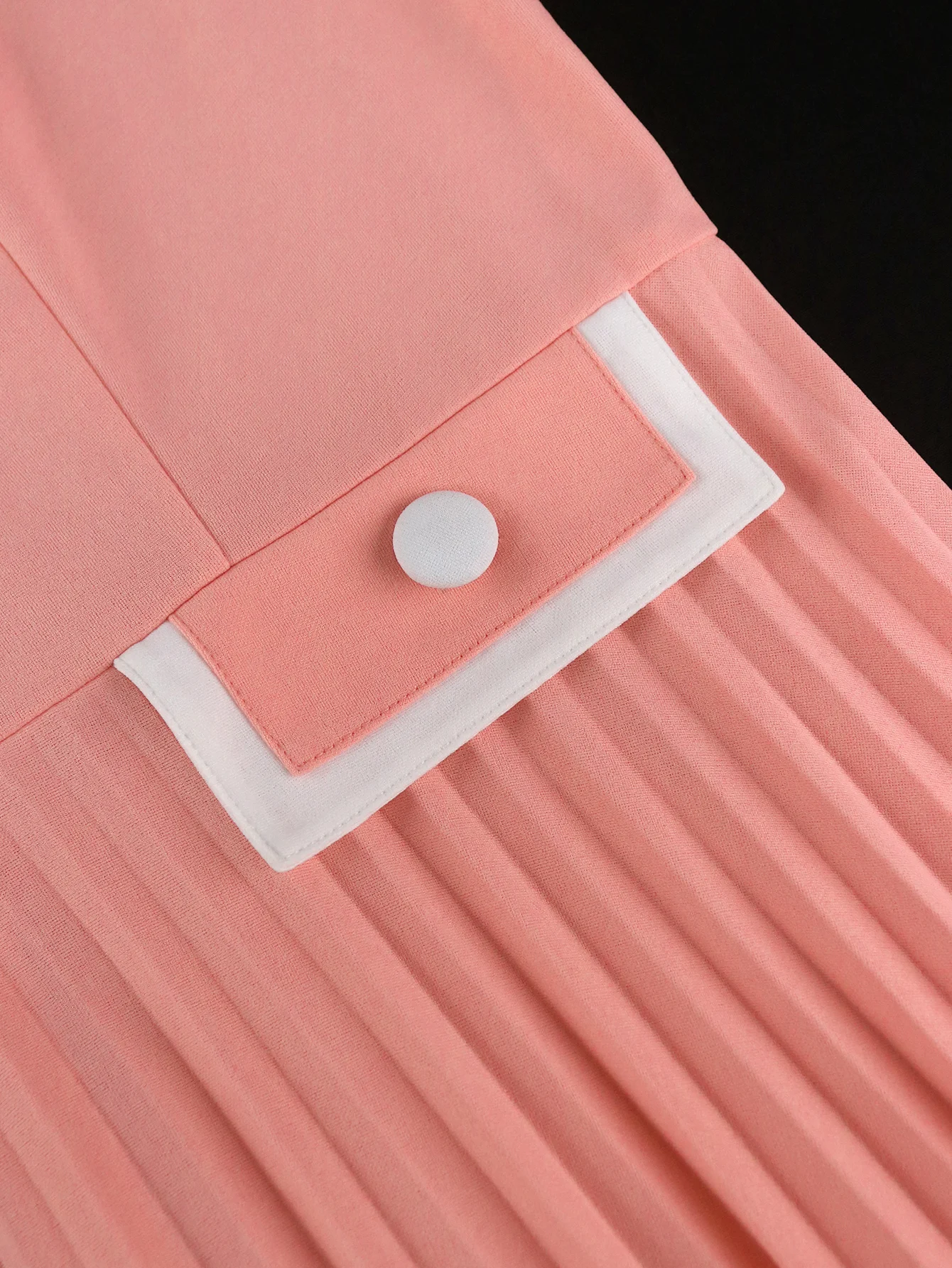 Women's Sweet Pink Long Pleated Dresses Square Neck Buttoms A-line Party Evening Lady Gowns