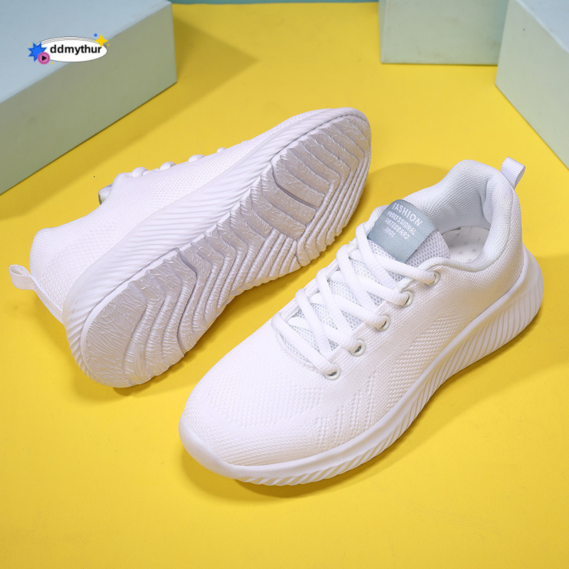 Women's Casual Sports Soft Sole Student Mesh White Korean Style Versatile Lightweight Breathable Running Shoes ddmythur