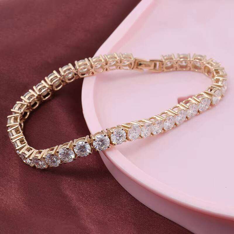 Silicon Stone Round Brilliant Cut 14K 6mm 0.8ct Women's Tennis Bracelet