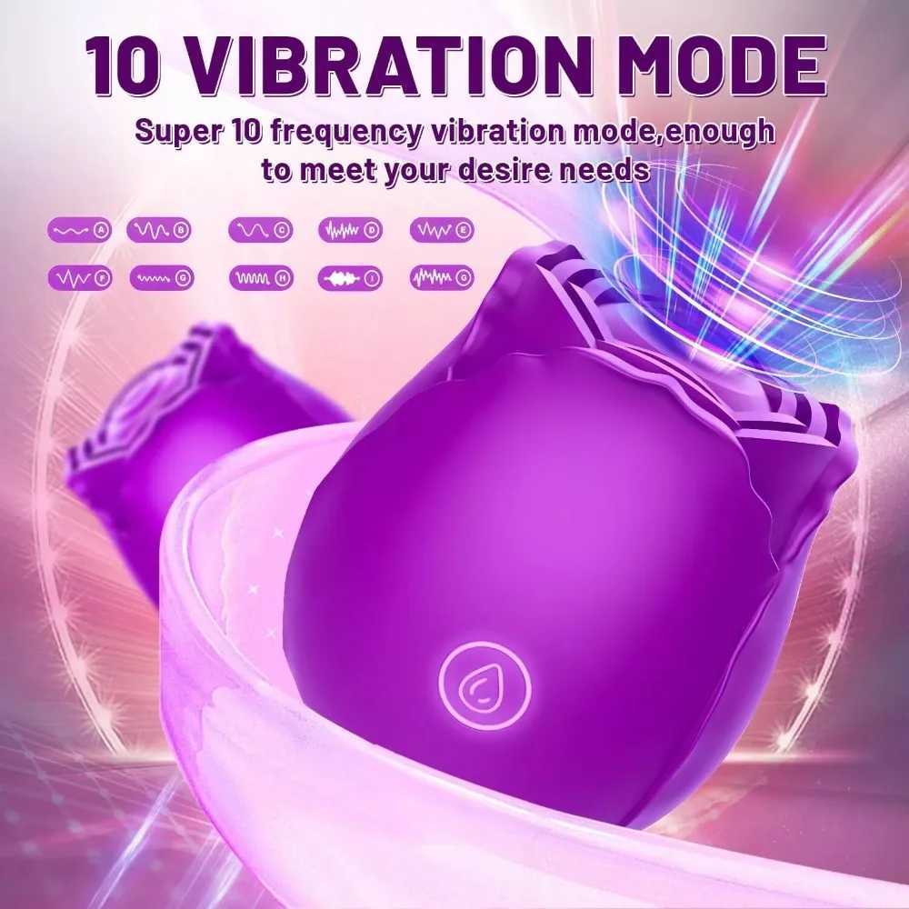 2 in 1 Rose Toy Simulation Vibrator Powerful Sucking Vibrators 10 Mode G Spots Vaginal Stimulate Sucking Massager Nipple Sex Toy W250618