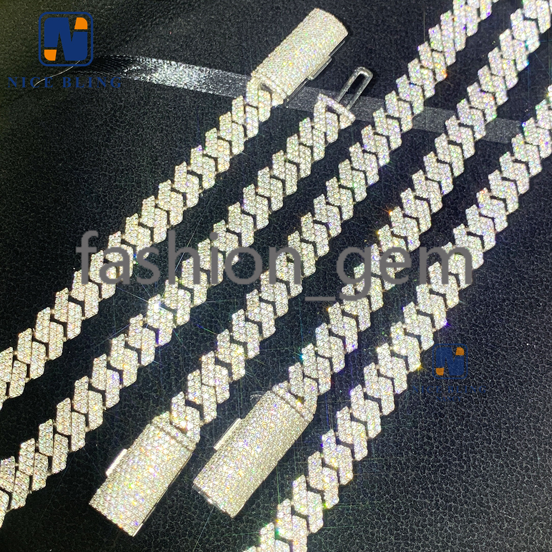 8mm 10mm Hip Hop Necklace Fashion Style S925 Vvs Moissanite Iced Out Jewelry Moissanite Diamond Cuban Link Chain