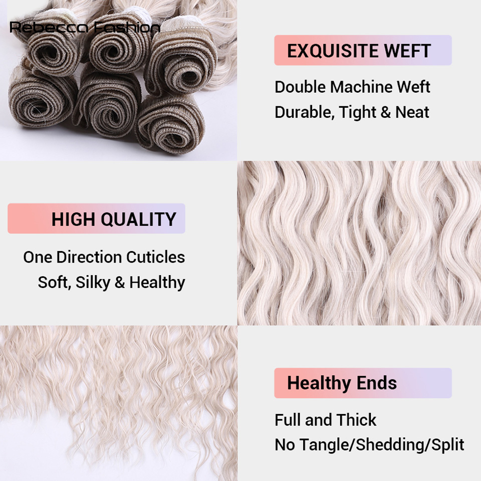 Rebecca Fashion Synthetic Fake Hair Extensions Afro Kinky Curly Hair Bundles Ombre Blonde 24 26 28 inch Super Long Wave Hair Weave