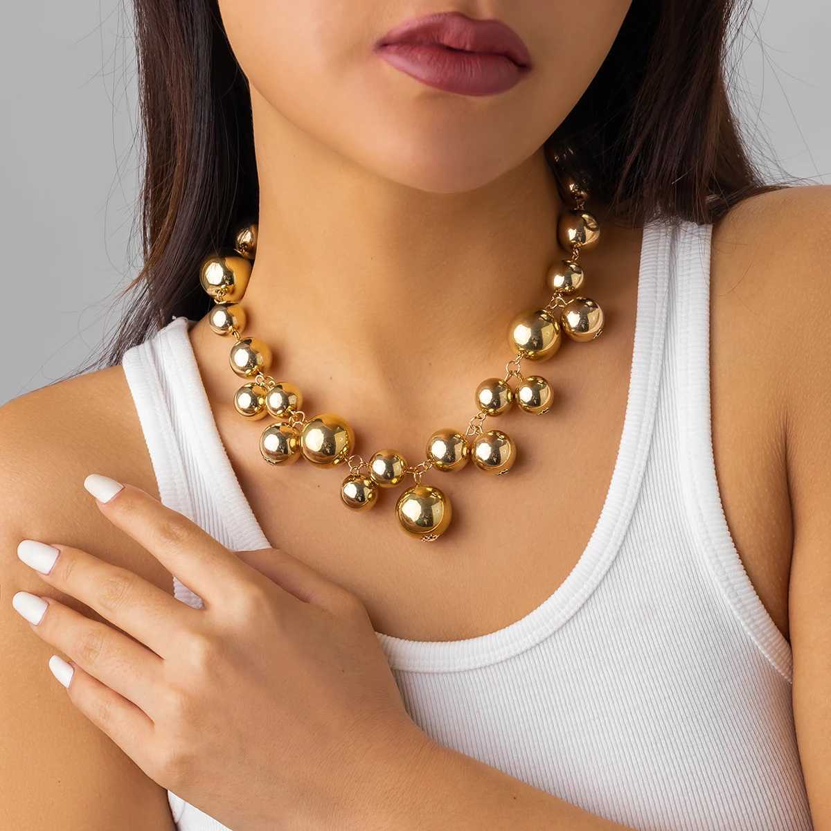 Exaggerated Acrylic CCB Big Ball Bead Chain Necklace for Women Wed Vintage Chunky Clavicle Chain Grunge Jewelry Steampunk Men W250618