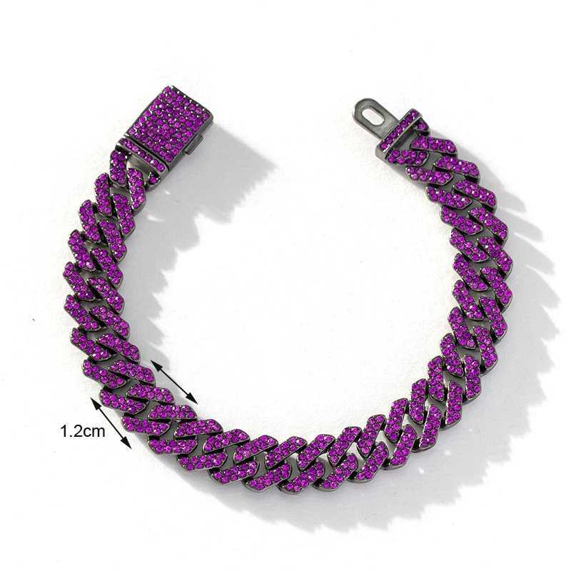 New Arrival HipHop Men Wen Cuban Chain Necklaces Black Color Plated Purple Rhinestone Necklace Fashion Jewelry Rpers GiftsC250617