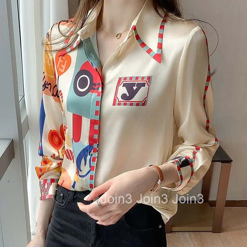 Womens Shirts and Blouses Long Sleeve Clothing Japanese Harajuku Fashion Top for Woman Spring Pattern Chiffon Elegant Youth Y2k