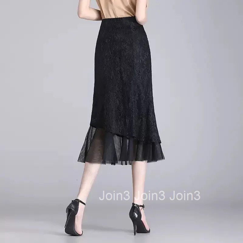 High Waist Tight Lace Midi Skirts for Women Mesh Wrap Tulle Woman Skirt Korean Style Quality Cheap Vintage Summer 2025 New In V