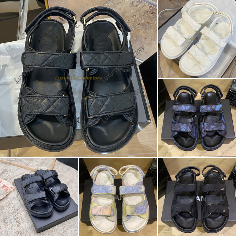 designer quilted dad sandal Summer casual sandals women's Fashion flat sandals Luxury brand Outdoor Sand Beach Shoes Women leather dad sandals 35-40