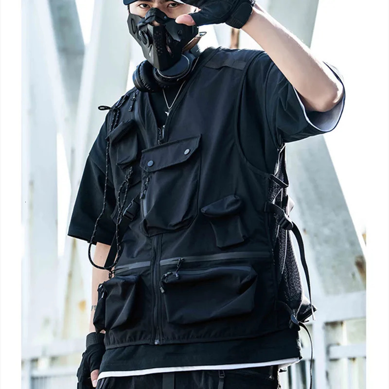 Tactical Multipocket Hip Hop Punk Techwear Cargo Vest Men Women Outdoor Functional Sport Casual Sleeveless Waistcoat 250617