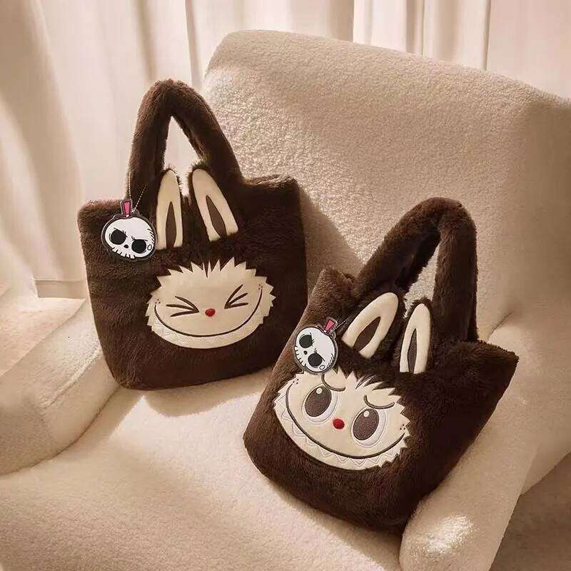 Genuine Large Capacity Lamb Wool Backpack Anime Peripheral Fashion Flip Labubu Doll Tote Bag Girl's Birthday Gift