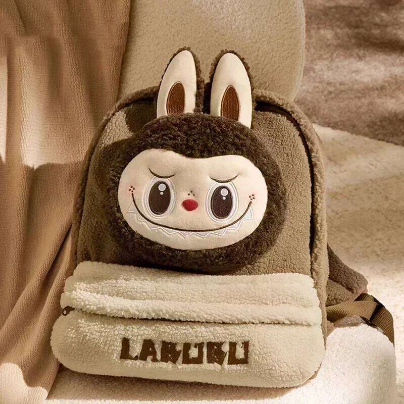 Package Classic Series LABUBU Tote Brown Flip Bag Peripheral Double Inside And Outside Molly Suede Backpack Trendy Handbag