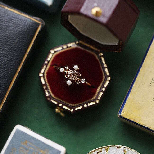 "Star Chart" Gold-Plated for Women, High-End Ins Style, Niche Design with Adjustable Natural Pearl Ring