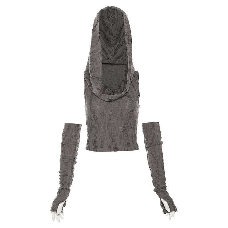 Summer New Women's Solid Color Slim Fit Crop Top Street Fashion Hooded Sleeveless Vest B5
