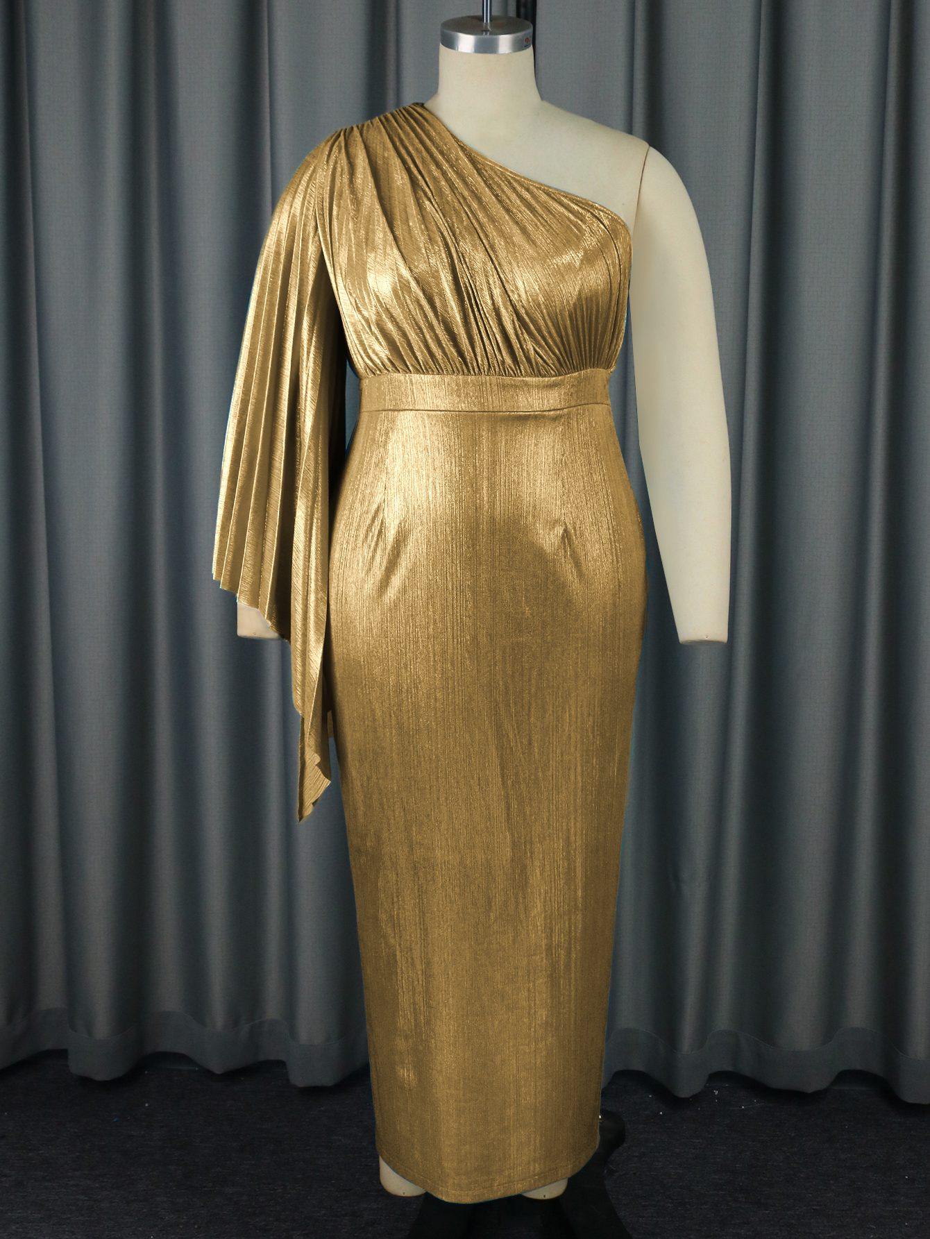 Luxury Gold Diagoal One Shoulder Designers Dresses For Woman Party Evening Wedding Prom Cocktail