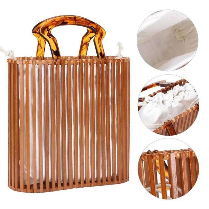 Fashion Beach Bamboo Acrylic Handbag 2024 New European and American Women's Bag