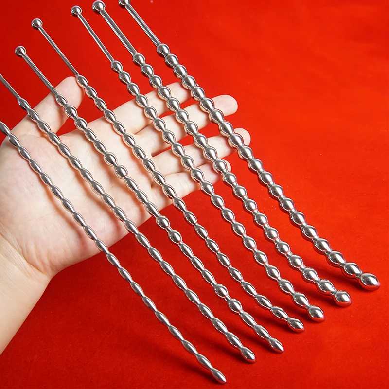 Curved Urethral Insert Penis Plug Stainless SteelMetal Urethtra Urethra Dilator Sounds BeadsLong Uretre Sounding Catheter