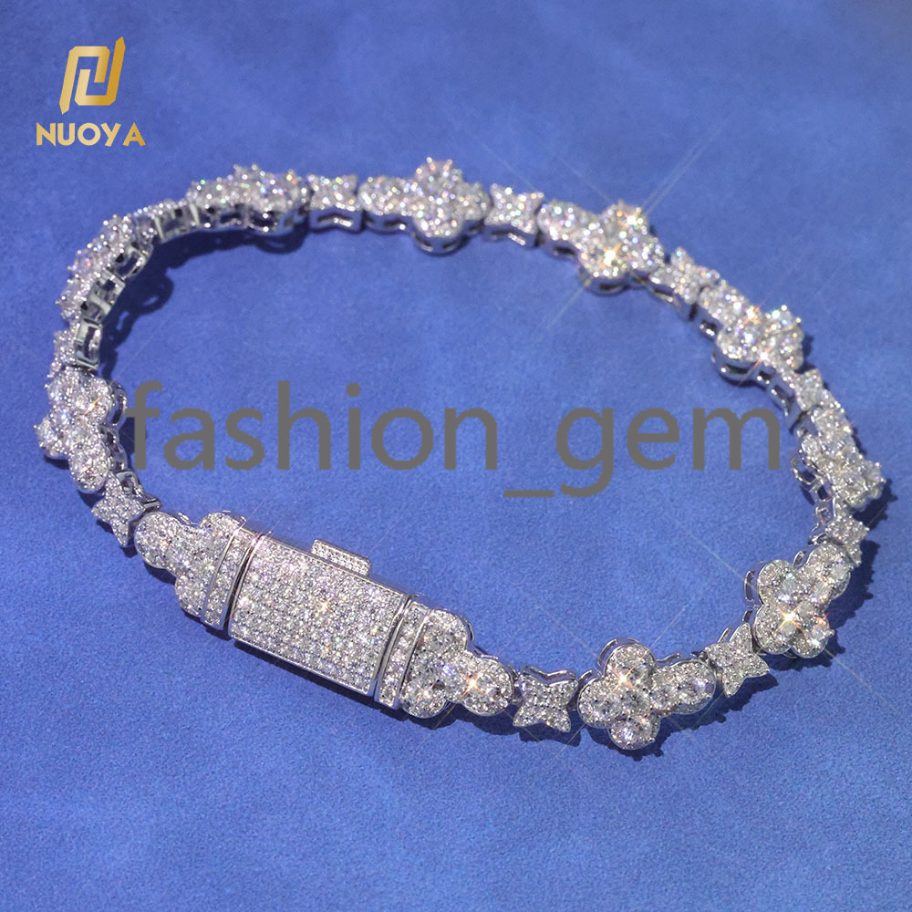 Customizable 925 Sterling Silver Bracelet VVS Moissanite Gold Silver Cross Bracelet for Women Fine Chain Link Jewelry
