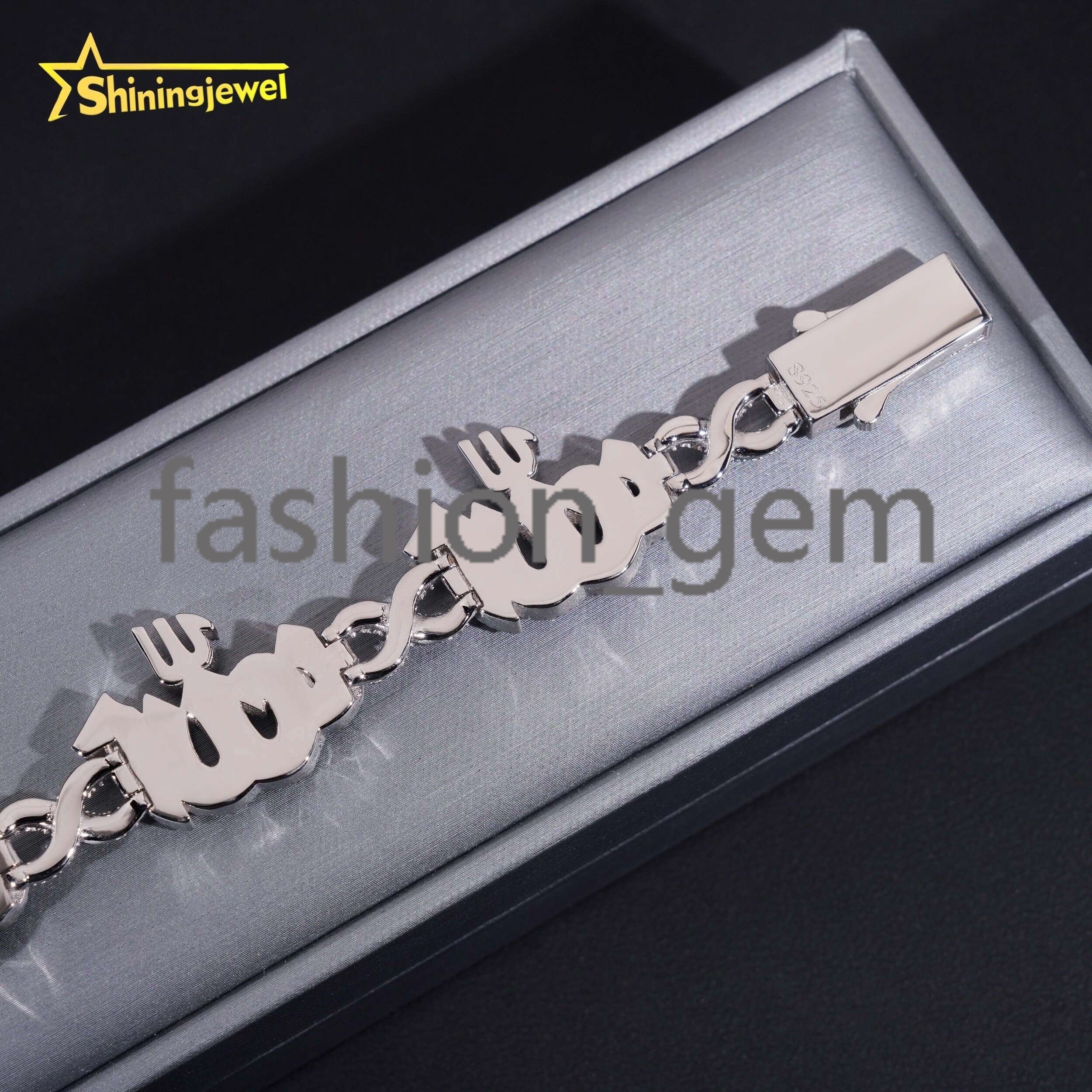 Fashion Fine Jewelry Sterling Silver 925 Vvs Moissanite Lab Diamond Hip Hop Iced Out Jewelry Cuban Link Chain Bracelet Men