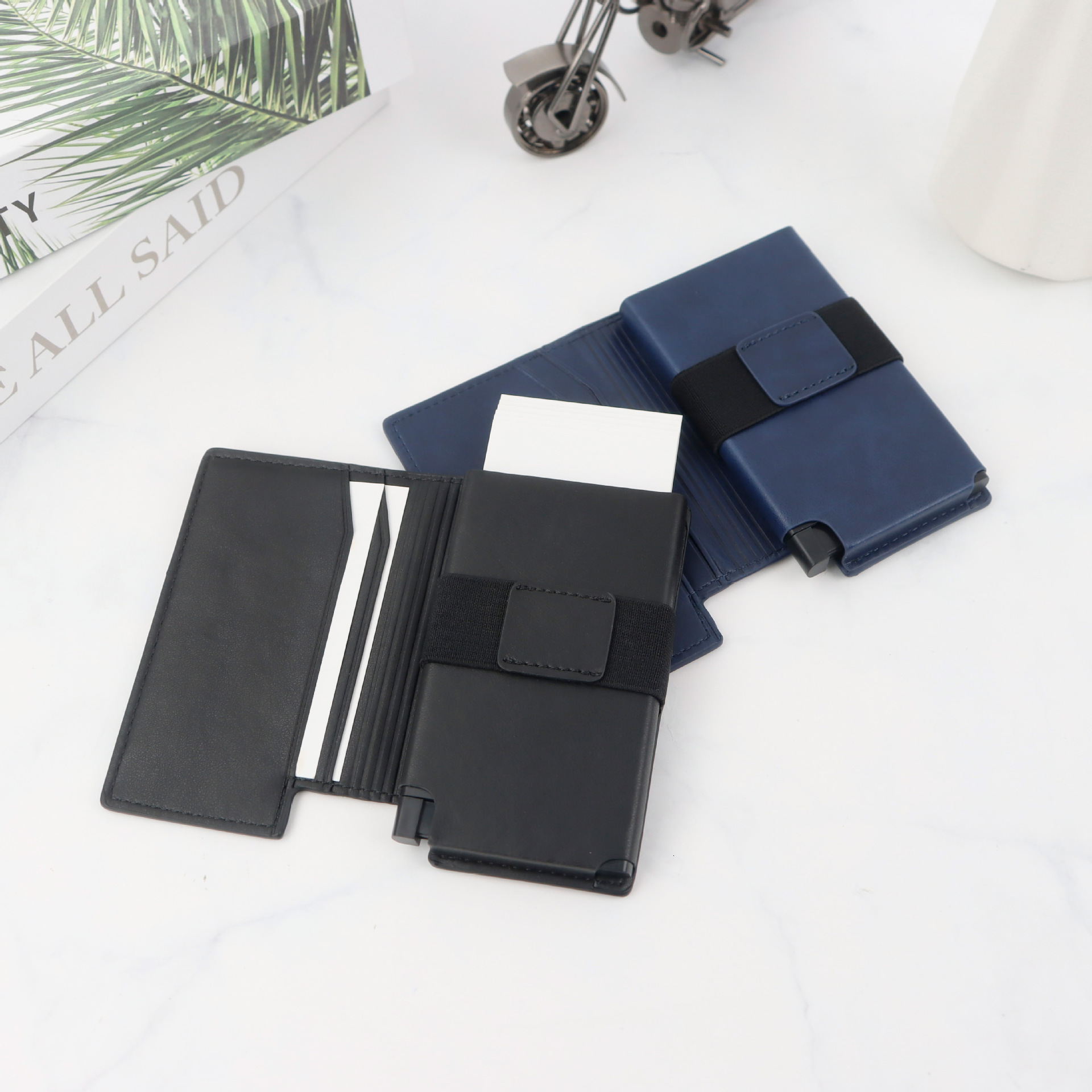 Free Shipping RFID Luxury Designer Anti-theft Multi-function Card Holder Automatic Bottom Push Card Ejection Anti-magnetic Wallet PU Leather Wallet