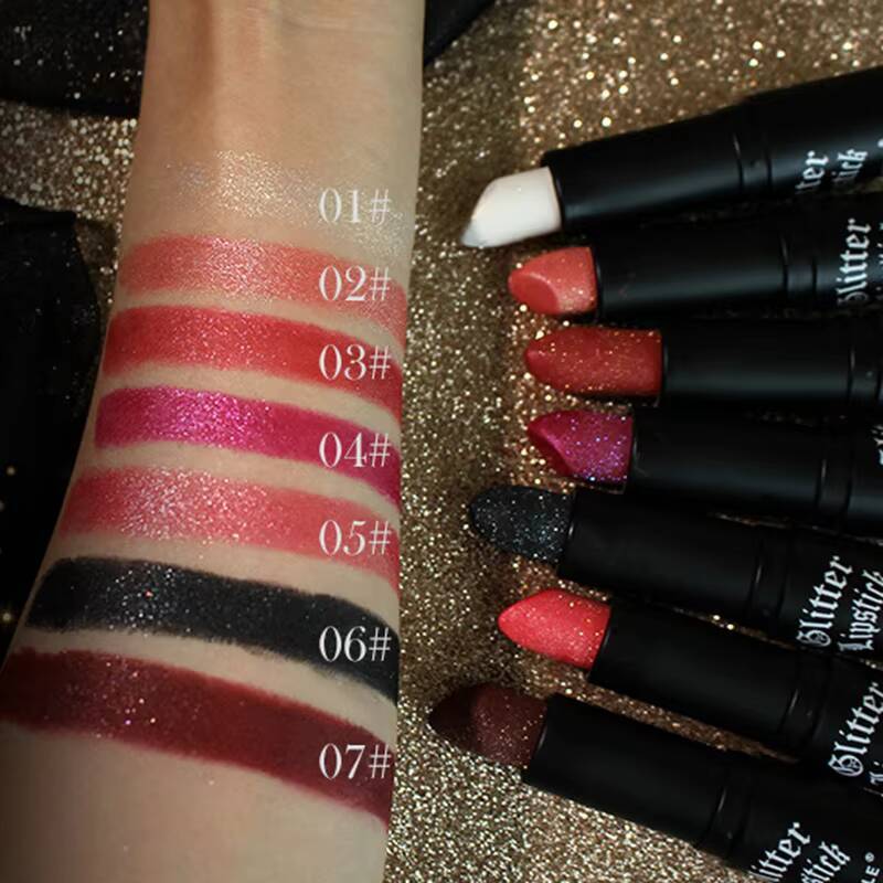 Waterproof Glitter Punk Style Nude Matte Not Fading Pearlescent Sexy Red Pink Velvet Lipsticks Lips Makeup Cosmetic happy