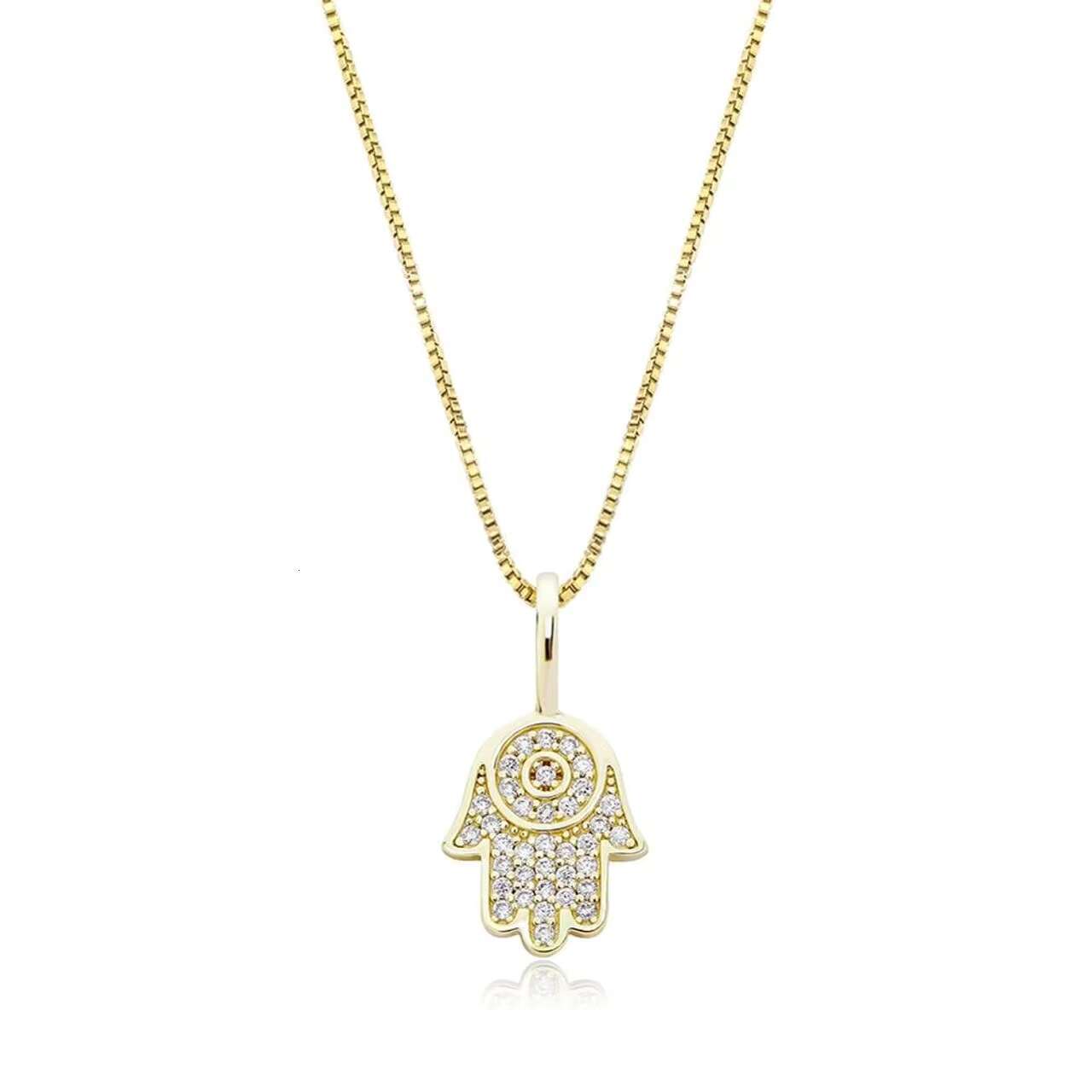 Custom 14k Gold Hamsa Hand Pendant New Design Fatima Necklace with Luxury Moissanite Hip Hop Style Good Luck Charm
