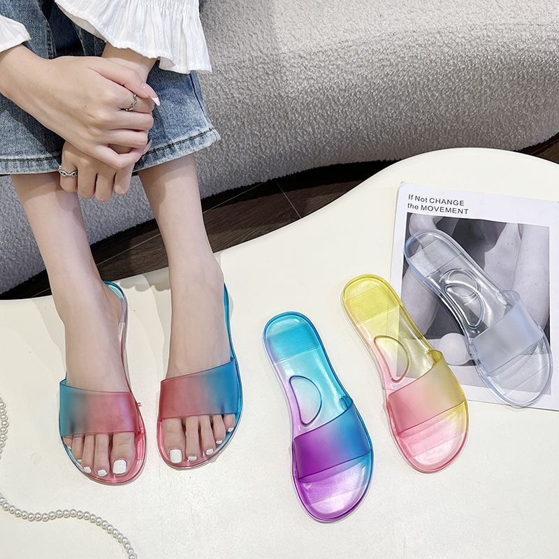 New women's transparent crystal shoes summer outdoor fashion Korean style anti slip women's sandals designer sandals home slippers