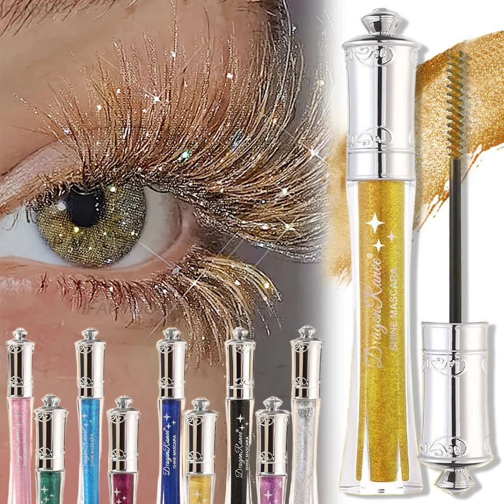 9-Color Sparkling Diamond Mascara Waterproof Smudge-Proof Volume Curl Eyelash Extension Glitter Golden Crystal Scepter Makeup 250618