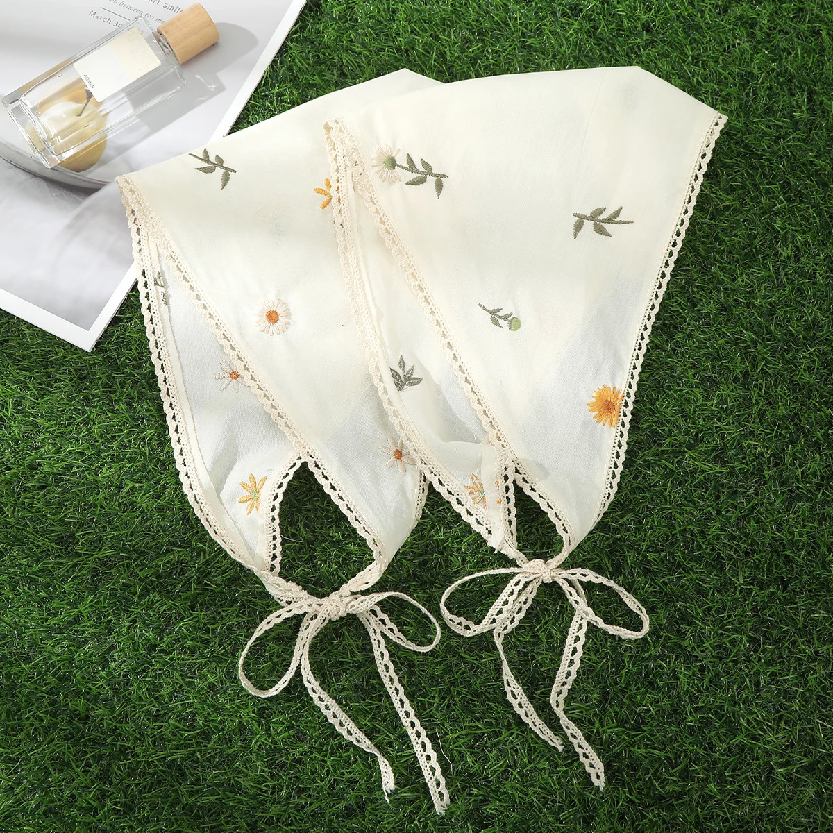 AWAYTR Beige Flowers Headband Hair Scarf Bands for Women Party Headwear Cartoon Print Bandana Turban Hairband Headpiece 250617