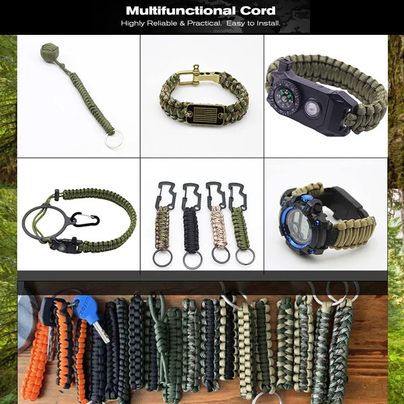 Military 550 Paracord Rope 100M 50M 31M 7 Strand 4mm Parachute Cord Outdoor Camping Survival Gear DIY Bracelet Tent Line 250611