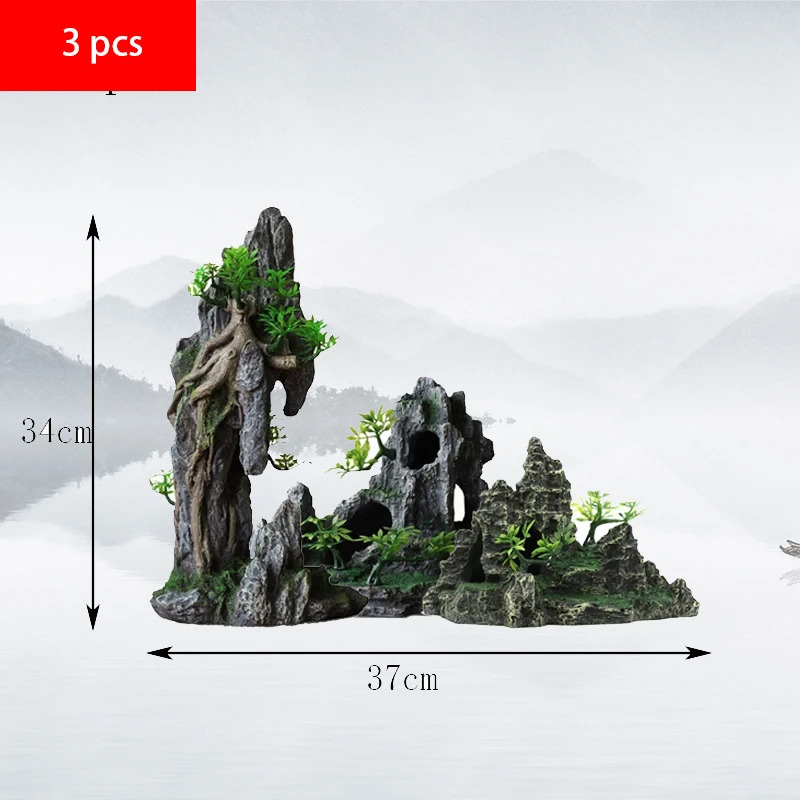 Large Aquarium Decorations Family Small Fish Tank Plant Decoration Simulation Rockery Ornaments Fish Farming Accessories 250613