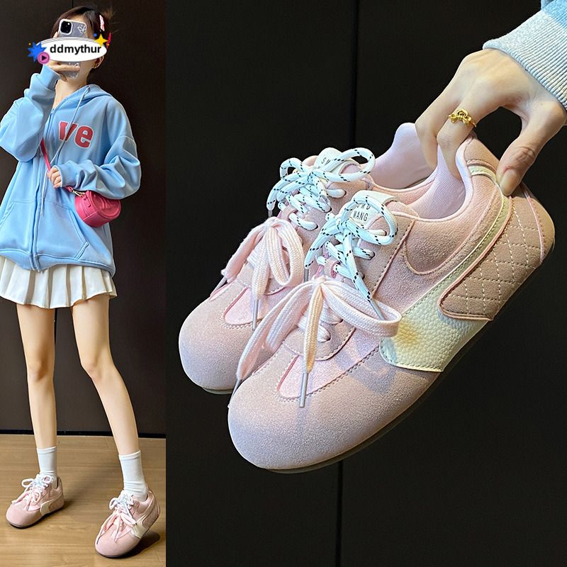 Niche Pink Agan Training Shoes for Women 2025 New Spring Versatile Hidden Heel Casual Sports Sneakers ddmythur