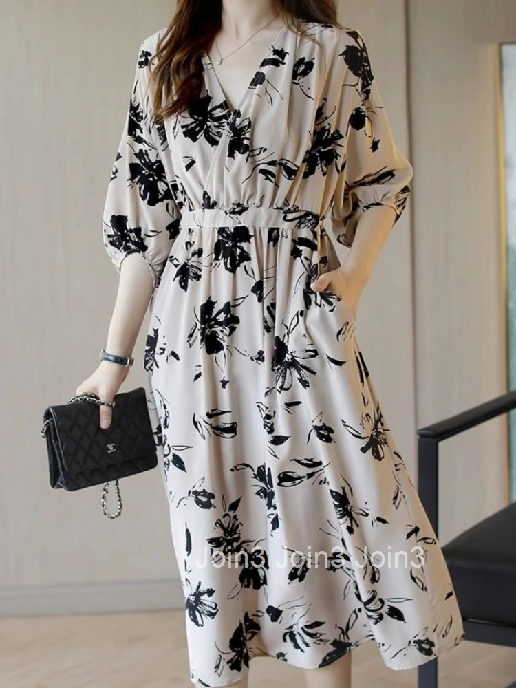 Woman Dress Midi Soft Flower Dresses for Women Floral Outfits Clothes Harajuku X One-piece 2025 Fashion Korean Style Pieces Xxl