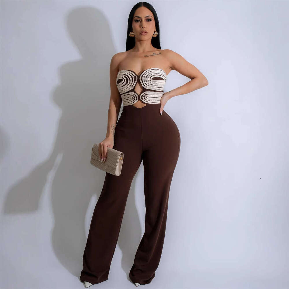 New Elegant Fashion Slim Fit Tube Top Backless Sexy Long Pants Jumpsuit Women's Clothing B5